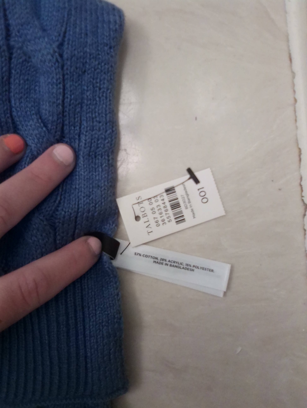 Talbots Blue Cable Knit Scarf - Picture 2 of 2
